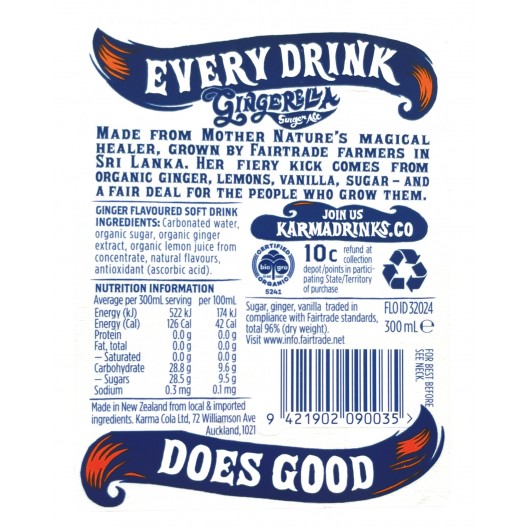 Organic Fairtrade Gingerella Ginger Ale (4 x 300ml)