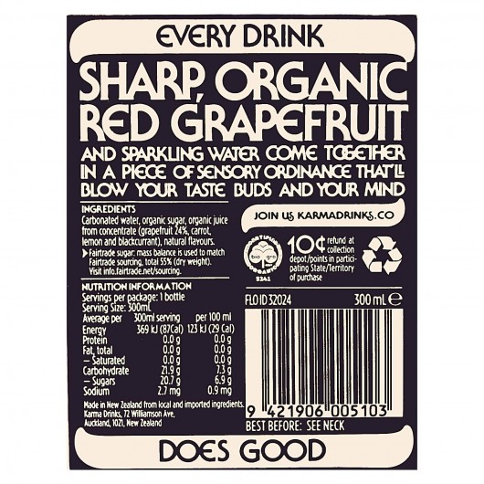 Organic Sparkling Red Grapefruit Drink 15-Pack